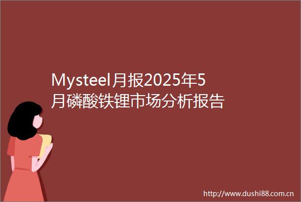 Mysteel月报2025年5月磷酸铁锂市场分析报告
