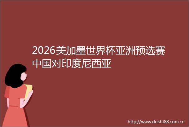 2026美加墨世界杯亚洲预选赛对印度尼西亚