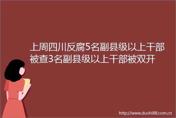 上周四川5名副县级以上被查3名副县级以上被双开
