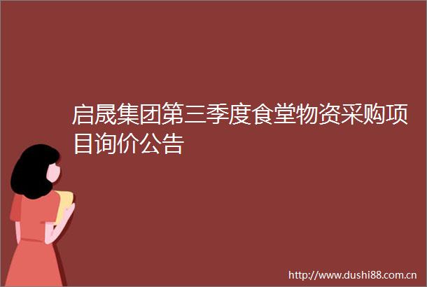 启晟集团第三季度食堂物资采购项目询价公告