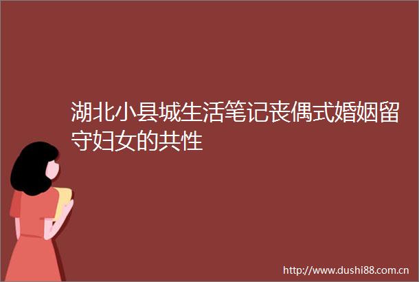 湖北小县城生活笔记丧偶式婚姻留守妇女的共性