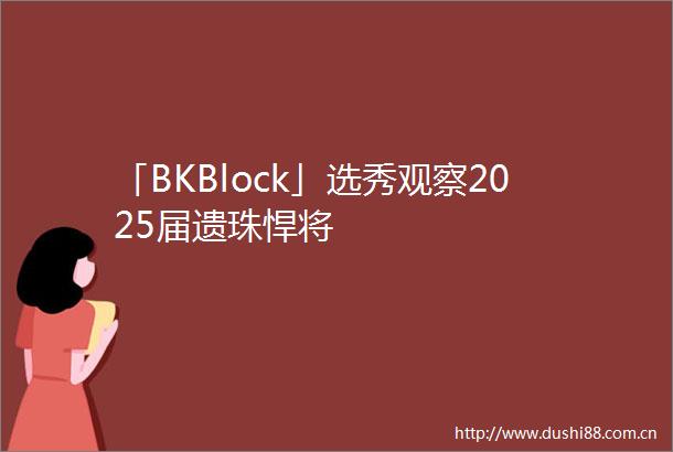 「BKBlock」选秀观察2025届遗珠悍将