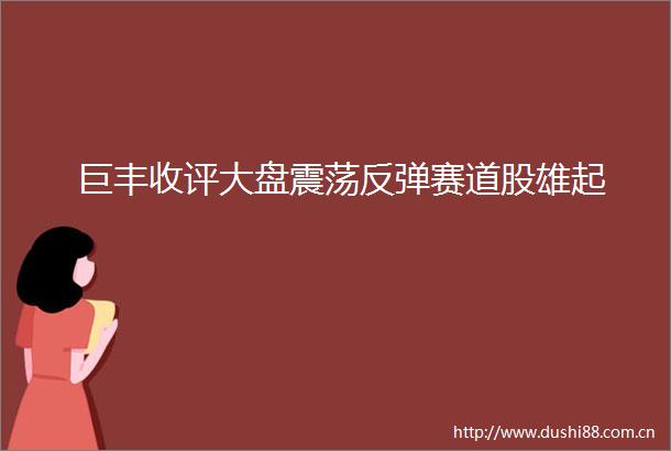 巨丰收评大盘震荡反弹赛道股雄起