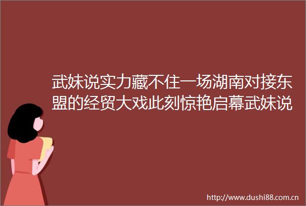 武妹说实力藏不住一场湖南对接东盟的经贸大戏此刻惊艳启幕武妹说实力藏不住一场湖南对接东盟的