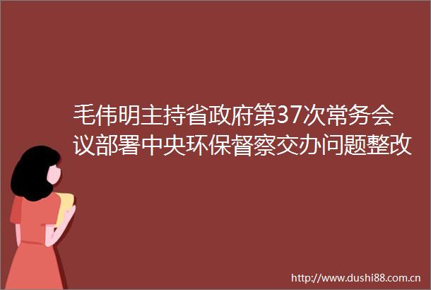 毛伟明主持省第37次常务会议部署中央环保督察交办问题整改等工作