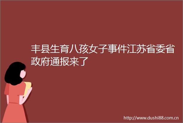 丰县生育八孩女子江苏省委省通报来了