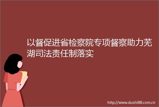 以督促进省检察院专项督察助力芜湖司法责任制落实
