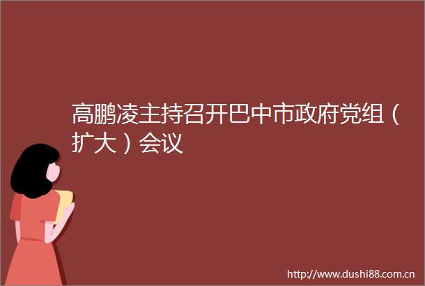 高鹏凌主持召开巴中市党组（扩大）会议