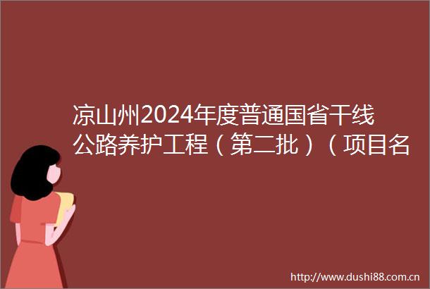 凉山州2024年度普通国省干线公路养护工程（第二批）（项目名称）设计（含试验检测）三标段招标公告