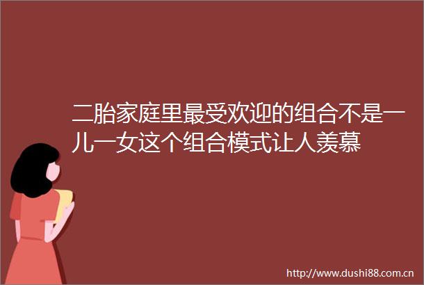 二胎家庭里最受欢迎的组合不是一儿一女这个组合模式让人羡慕