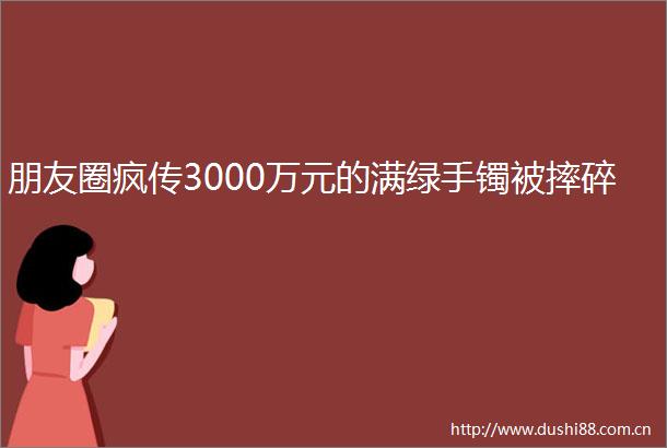 朋友圈疯传3000万元的满绿手镯被摔碎