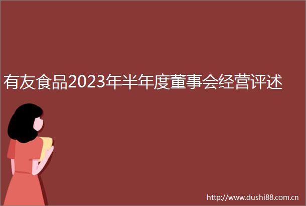 有友食品2023年半年度董事会经营评述