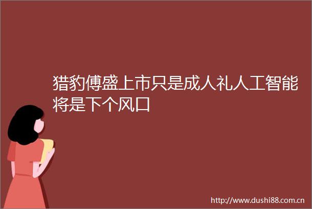 猎豹傅盛上市只是成人礼人工智能将是下个风口