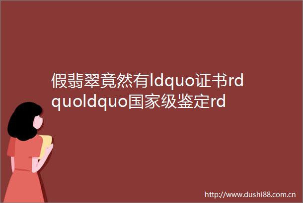 假翡翠竟然有ldquo证书rdquoldquo级鉴定rdquo别轻信
