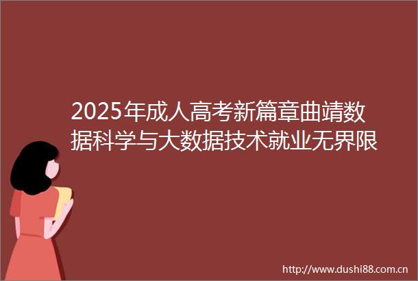 2025年成人高考新篇章曲靖数据科学与大数据技术就业无界限
