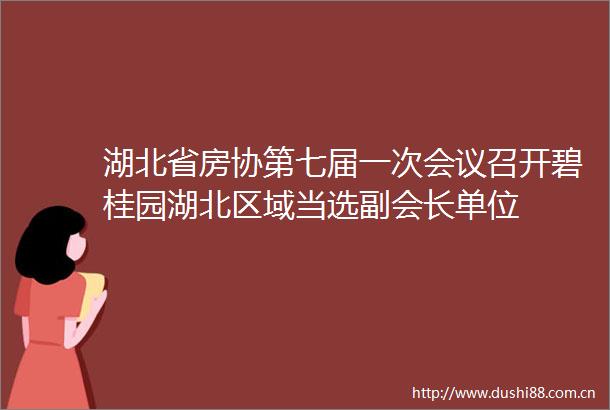 湖北省房协第七届一次会议召开碧桂园湖北区域当选副会长单位