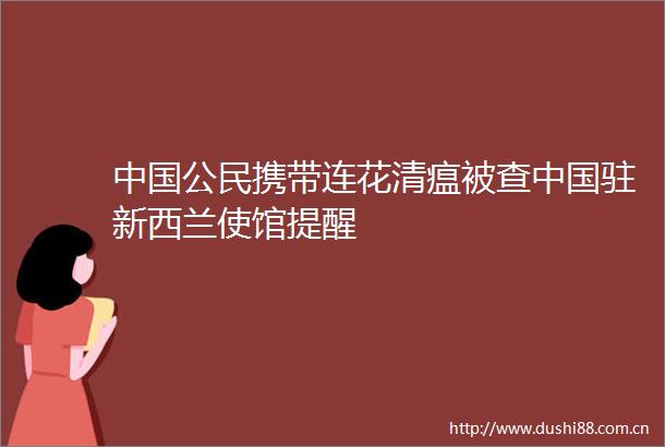 公民携带连花清瘟被查驻新西兰使馆提醒