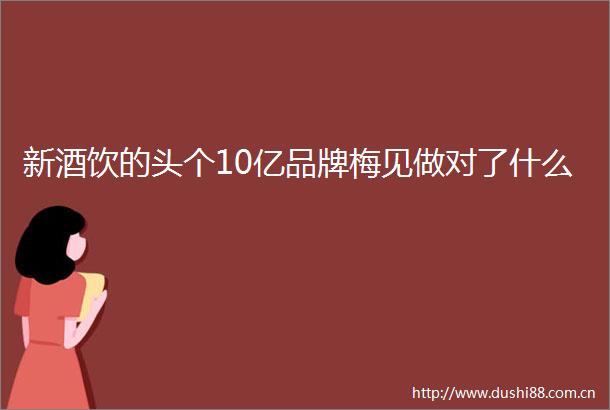 新酒饮的头个10亿品牌梅见做对了什么