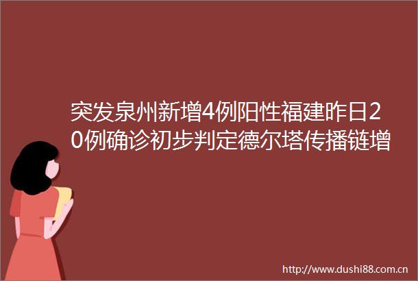 突发泉州新增4例阳性福建昨日20例确诊初步判定德尔塔传播链增至42人疑似源头病例入境38天才确诊