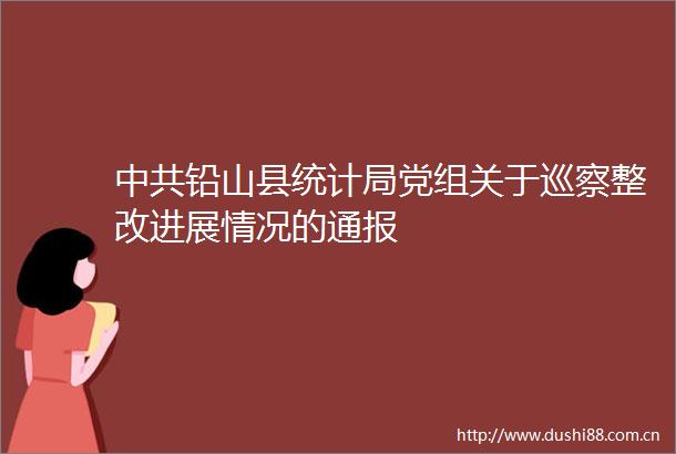 铅山县统计局党组关于巡察整改进展情况的通报