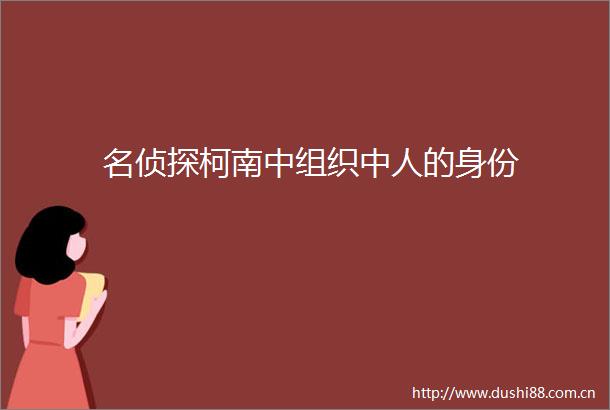 名侦探柯南中组织中人的身份