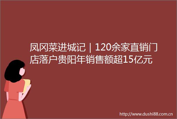凤冈菜进城记｜120余家直销门店落户贵阳年销售额超15亿元
