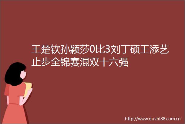 王楚钦孙颖莎0比3刘丁硕王添艺止步全锦赛混双十六强