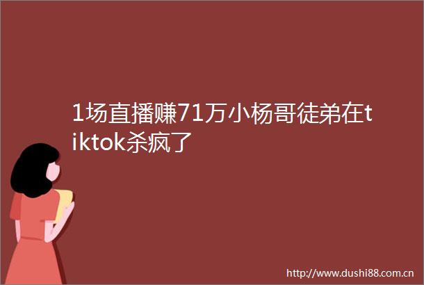 1场直播赚71万小杨哥徒弟在tiktok杀疯了