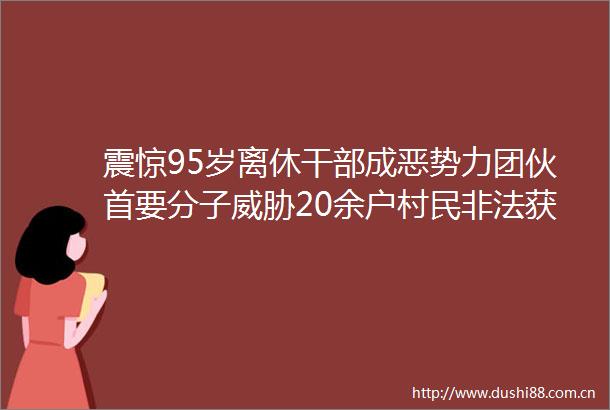震惊95岁离休成恶势力团伙首要分子威胁20余户村民获取98500元