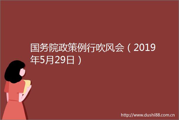 国务院政策例行吹风会（2019年5月29日）