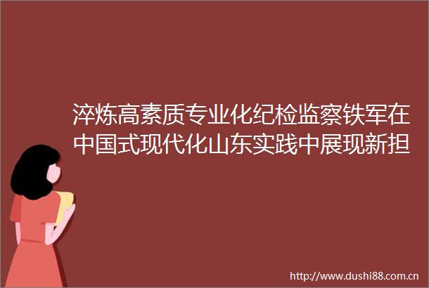 淬炼高素质专业化纪检监察铁军在式现代化山东实践中展现新担当