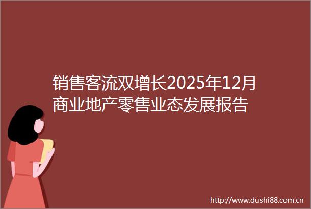 销售客流双增长2025年12月商业地产零售业态发展报告