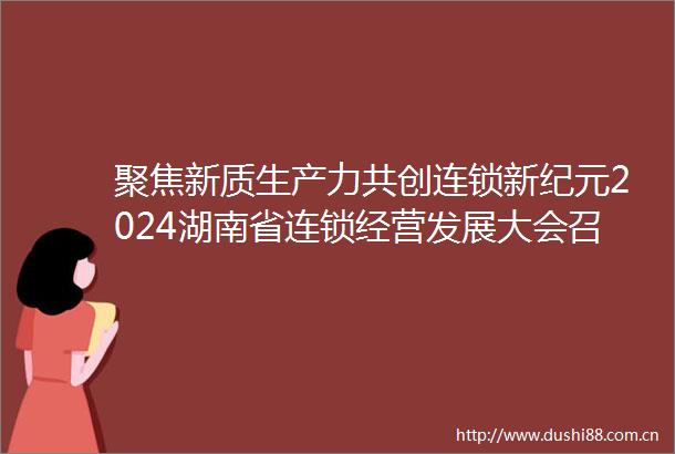 聚焦新质生产力共创连锁新纪元2024湖南省连锁经营发展大会召开