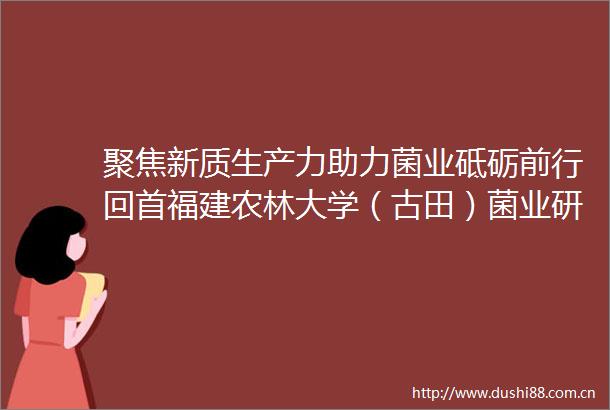 聚焦新质生产力助力菌业砥砺前行回首福建农林大学（古田）菌业研究院2024年
