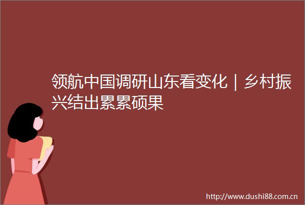 领航调研山东看变化｜乡村振兴结出累累硕果