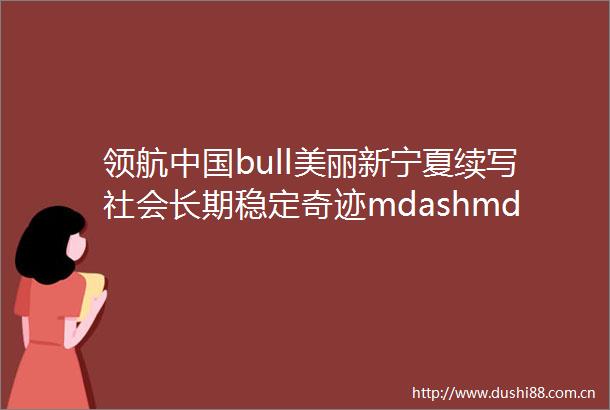 领航bull美丽新宁夏续写社会长期稳定奇迹mdashmdash新时代社会建设述评