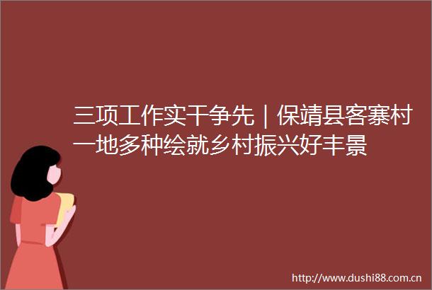 三项工作实干争先｜保靖县客寨村一地多种绘就乡村振兴好丰景