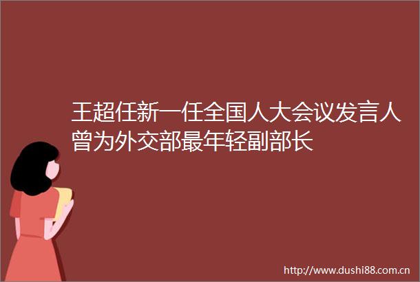 王超任新一任全国人大会议发言人曾为外交部最年轻副部长