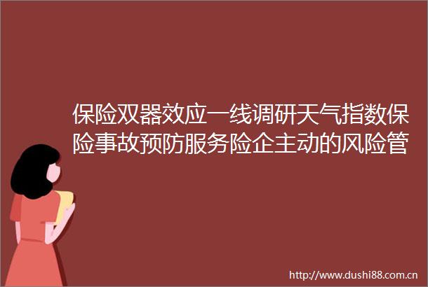保险双器效应一线调研天气指数保险事故预防服务险企主动的风险管理让拒保行业变身优质行业