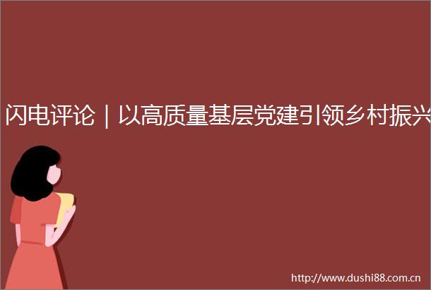 闪电评论｜以高质量基层党建引领乡村振兴