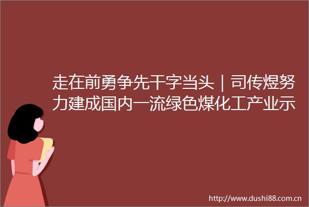 走在前勇争先干字当头｜司传煜努力建成国内一流绿色煤化工产业示范基地