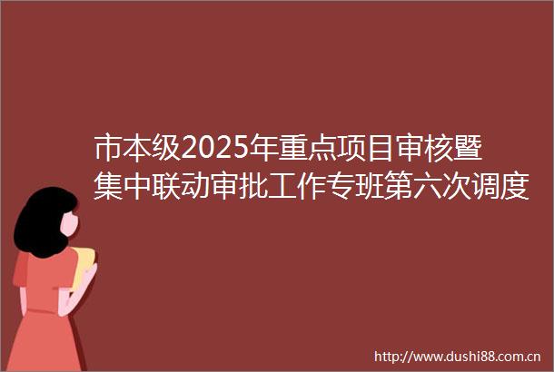市本级2025年重点项目审核暨集中联动审批工作专班第六次调度会召开