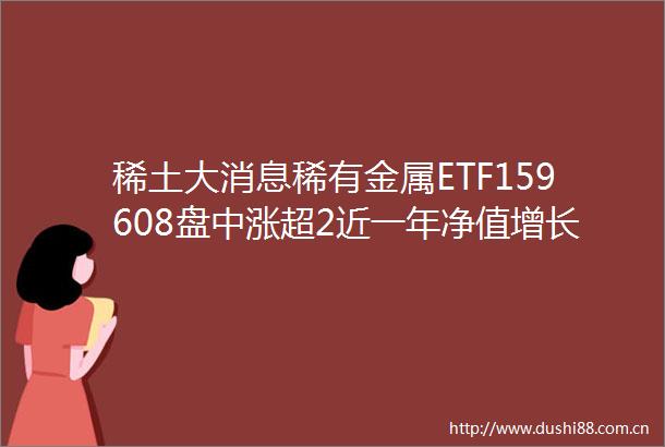 稀土大消息稀有金属ETF159608盘中涨超2近一年净值增长同类第一