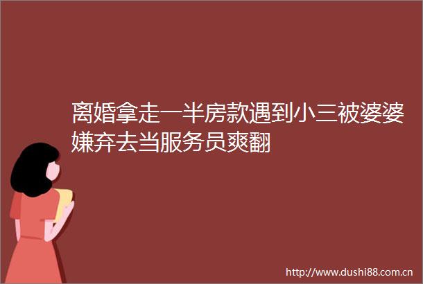 离婚拿走一半房款遇到被婆婆嫌弃去当服务员爽翻