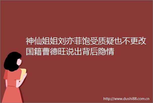 神仙姐姐刘亦菲饱受质疑也不更改国籍曹德旺说出背后隐情