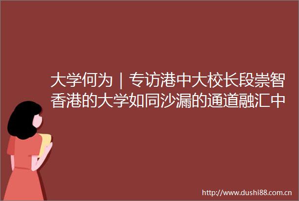 大学何为｜专访港中大校长段崇智香港的大学如同沙漏的通道融汇中西
