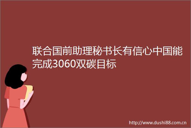 联合国前助理秘书长有信心能完成3060双碳目标