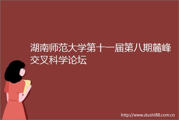 湖南师范大学第十一届第八期麓峰交叉科学论坛