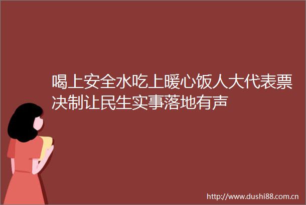 喝上安全水吃上暖心饭人大代表票决制让民生实事落地有声