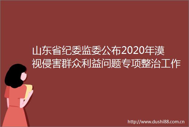 山东省纪委监委公布2020年漠视侵害群众问题专项整治工作成果